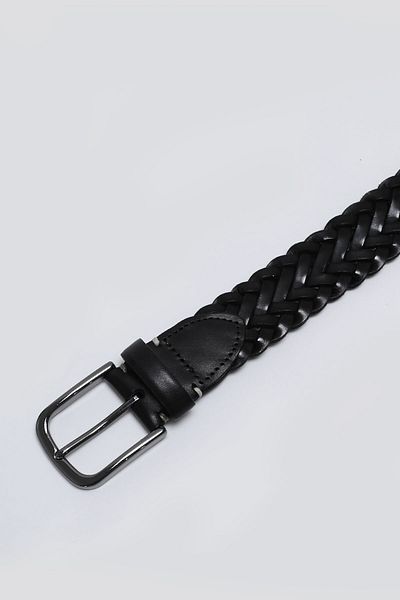 Lufian Men's Black Leather Quat Belt