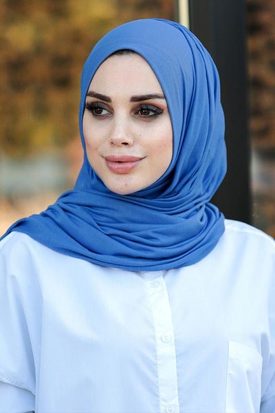 Neva Style Dark Petrol Blue Combed Cotton Shawl 7528Kpm