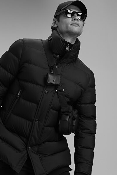 Lufian معطف Rıld Goose Feather للرجال باللون الأسود