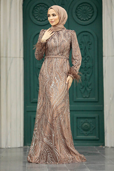 Neva Style Silvery Copper Hijab Evening Dress 23061Bkr