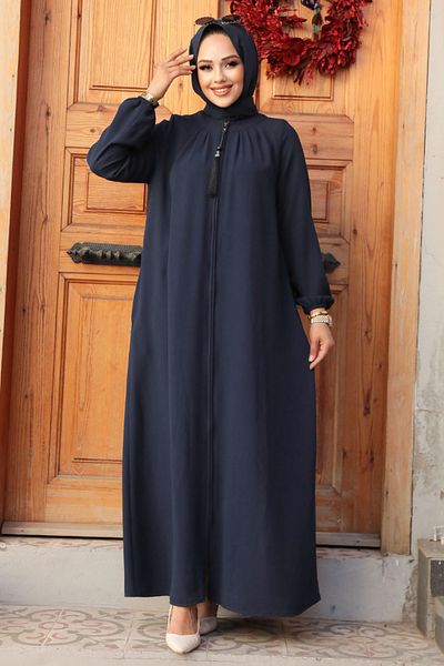 Neva Style Abaya Hijab Bleumarin - Cu Fermoar, Model 60971L