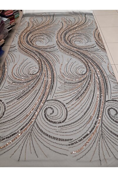 Safir Kumaş 2 3 Farklı Renk Taş Boncuk Işlemeli Dantel 3 Metre