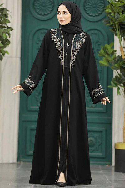 Neva Style Χιτζάμπ με μοτίβο με φερμουάρ Abaya 41565dsn2