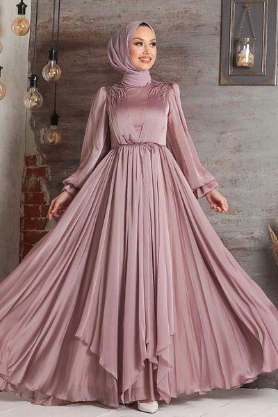 Neva Style فستان سهرة حجاب بأكمام بالون 21910pd
