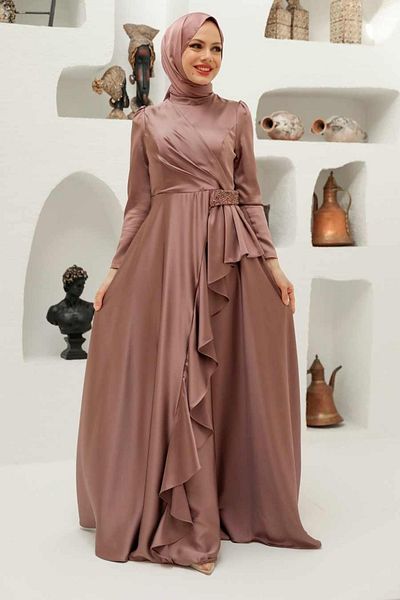 Neva Style Flounced Mink Hijab Evening Dress 22431V
