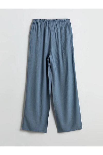 LC Waikiki Pantaloni de damă LCW Modest Blue cu talie elastică texturată