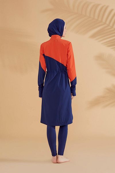 Neva Style Orange H2O Swimmer Series Navy Blue Hijab Swimsuit M2316T