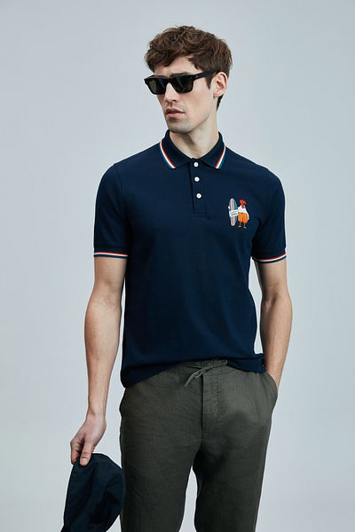Lufian Ανδρικό μπλουζάκι πόλο Sansa Smart Navy Blue