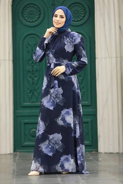 Neva Style Φόρεμα με σχέδιο Navy Blue Hijab 279313l