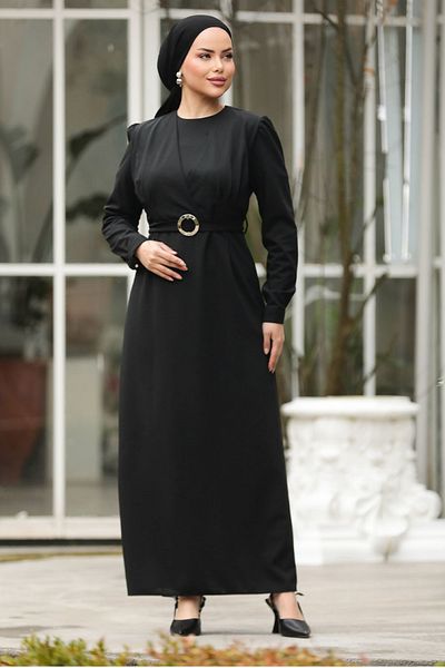 Neva Style - Rochie neagră Hijab 636s