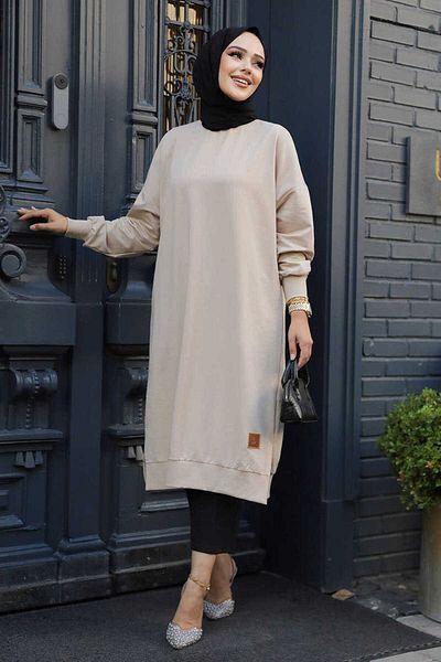 Neva Style تونيك حجاب بيج - موديل 30645BEIGE