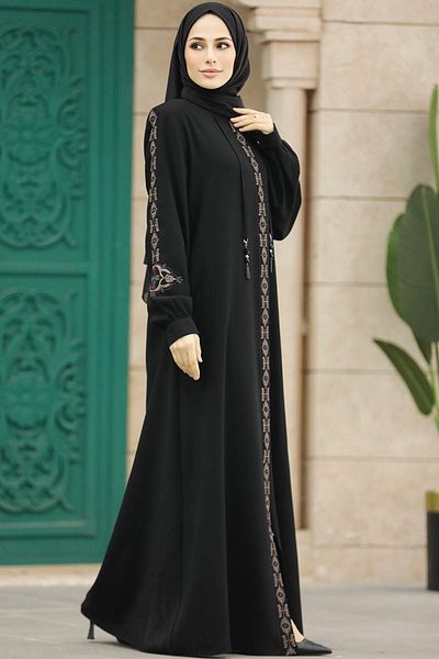 Neva Style Patterned Black Hijab Ferace 41563S