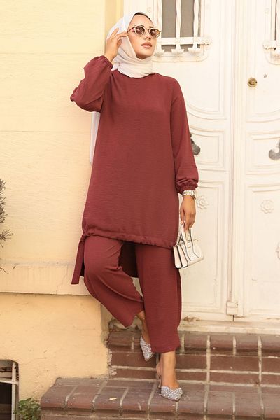 Neva Style طقم حجاب الكرز المزدوج - 65876VSN