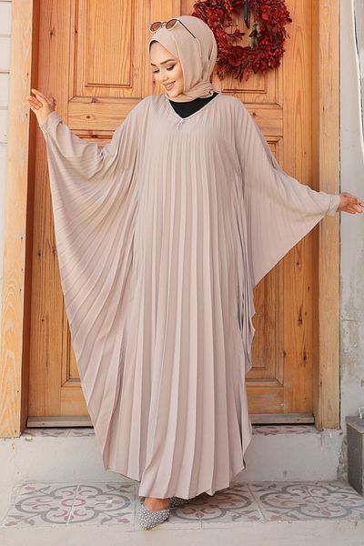 Neva Style Rochie Hijab Mink - Maneca Liliac, Model 330068 V.
