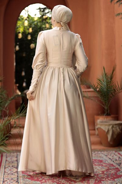 Neva Style فستان سهرة حجاب ذهبي 60801 ذهبي