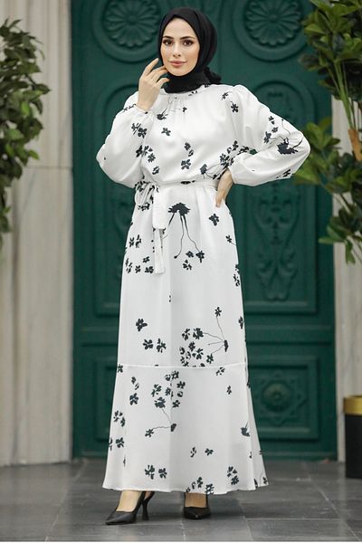 Neva Style Φόρεμα με λουλούδια μαύρο χιτζάμπ 5901s