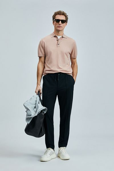 Lufian Slim Fit Black Smart Chino Trousers