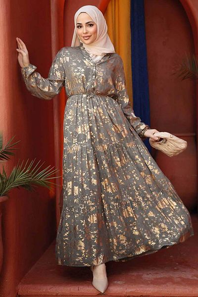 Neva Style Rochie Hijab afumată cu model 23281FU