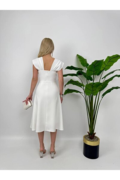 zoezoe İnci detaylı midi siyah abiye (Mezuniyet elbise . Nişan)