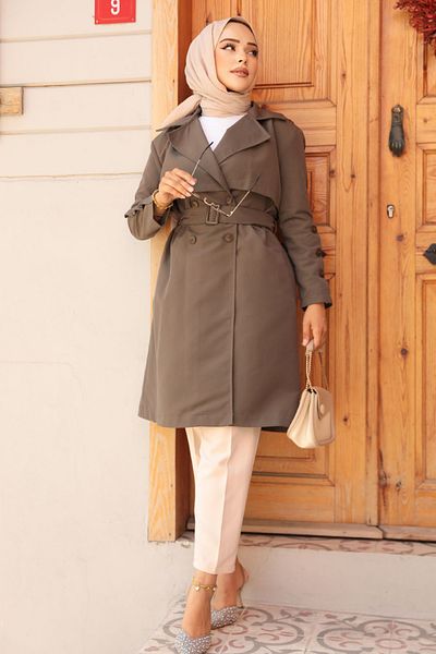 Neva Style Trenci Hijab Kaki - Curea, Model 61171HK
