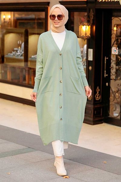 Neva Style كارديجان محبوك حجاب بالنعناع بأزرار 33650mint