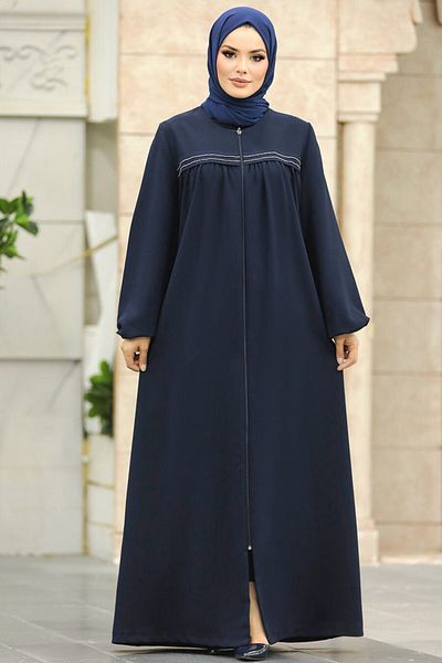 Neva Style Hijab bleumarin cu fermoar 10533l