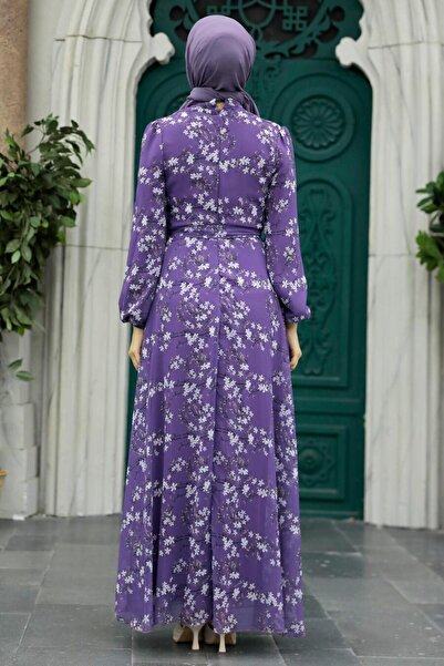 Neva Style Φόρεμα Χιτζάμπ με λουλουδάτο σχέδιο 279048LILA