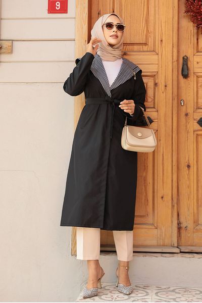 Neva Style Șapcă Hijab neagră 689S - Cu centură