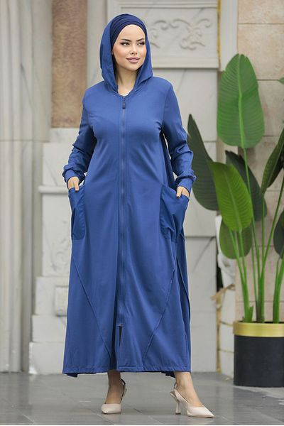 Neva Style Husă cu glugă Indigo Blue Hijab Ferace 20129ım
