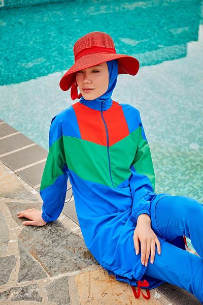 Neva Style Parachute Sax Blue Full Covered Hijab Swimsuit M2306SX