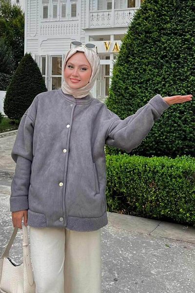 Neva Style - معطف جامعي حجاب مدخن من جلد الغزال 9287fu