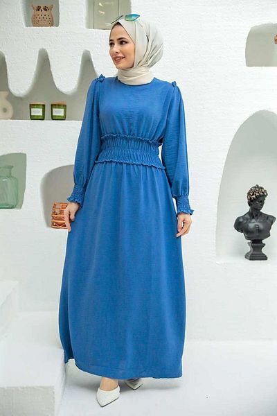 Neva Style Ελαστικό Indigo Blue Hijab Φόρεμα 1300ım