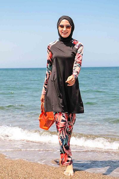Neva Style Black Hijab Swimsuit - Rope Tied, Full Covered, 1945S Model