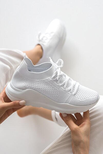 Nstil Casual Women's Knitwear Sneaker Lace-Up Socks Bracelet Detailed Sports Shoes 017