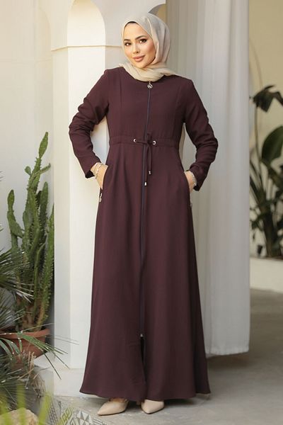 Neva Style Hijab Ferace Dark Plum cu buzunare 60125km