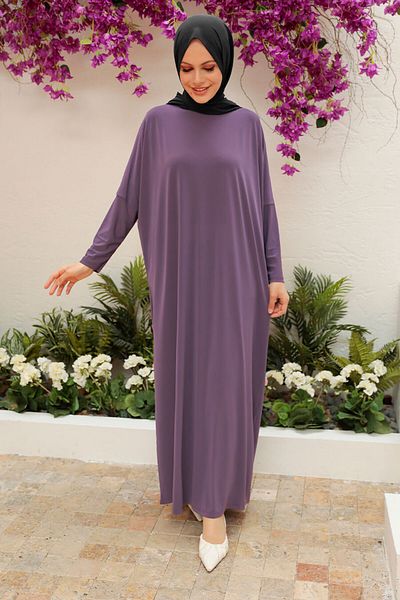 Neva Style - Bat Sleeve Dried Rose Hijab Ferace 17801gk