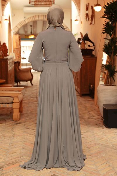 Neva Style Rochie de seara cu hijab - rochie de seara musulmana afumata cu broderie cu margele 750fu