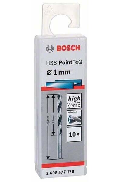 Bosch HSS PointTeQ Matkap Uç Metal 1x12x34mm 10 Parça