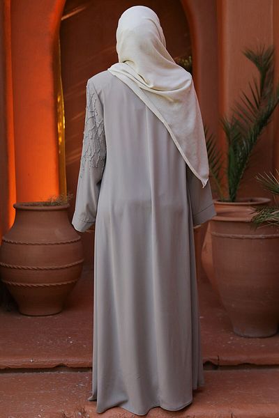 Neva Style Beige Hijab Abaya - Bead Embroidered, Model 29110BEIGE