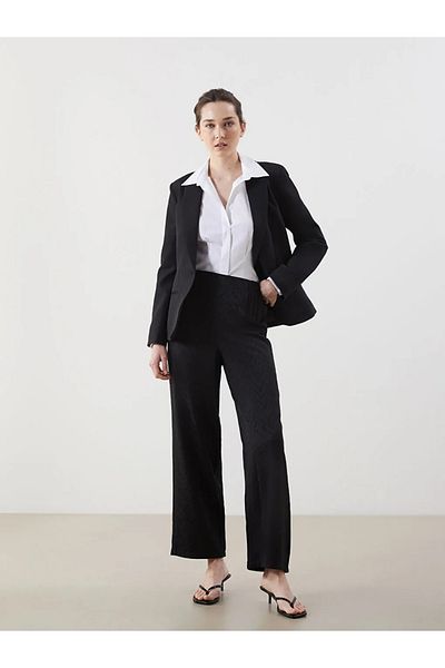 LC Waikiki Lcwaikiki Classic Black Elastic Waist Patterned Women's Trousers
