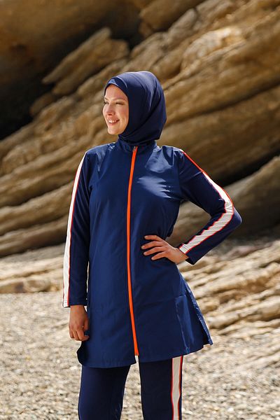 Neva Style Parachute Navy Blue Full Covered Hijab Swimsuit M2270L