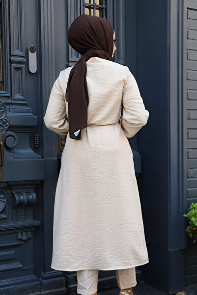 Neva Style Düğmeli Bej Tesettür Tunik 645bej