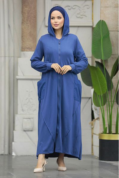 Neva Style Husă cu glugă Indigo Blue Hijab Ferace 20129ım