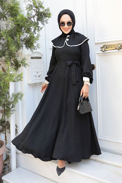 Neva Style Μαύρο Φόρεμα Hijab - Πέτο μωρού, Μοντέλο No: 60881S