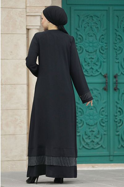 Neva Style Hijab negru cu buzunare Ferace 20132s