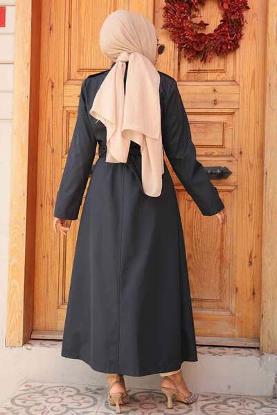 Neva Style Kemerli Lacivert Tesettür Trençkot 61500L