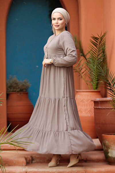 Neva Style Φόρεμα με πτυχωτό βιζόν Hijab 22051V