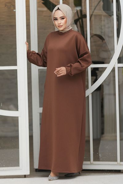 Neva Style فستان حجاب بني اللون 23641KH