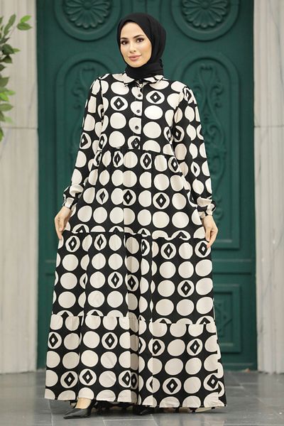 Neva Style Rochie hijab ecru cu model 89741e
