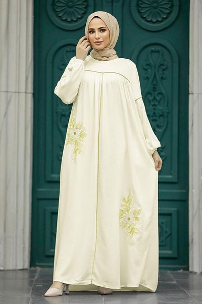 Neva Style Rochie Hijab Ecru cu model 8999e